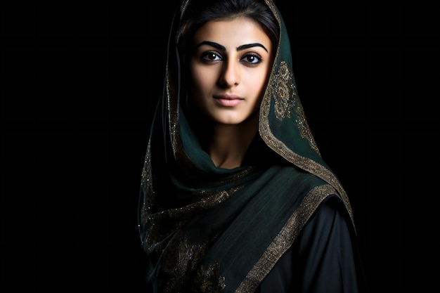 Portret pięknej młodej muzułmańskiej kobiety w tradycyjnym stroju