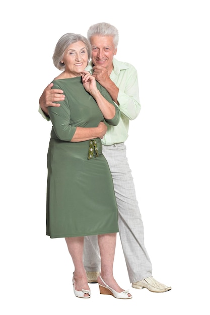 Portret pięknej pary starszych przytulających