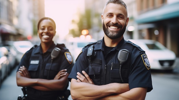 Portret policjanta i policjantki