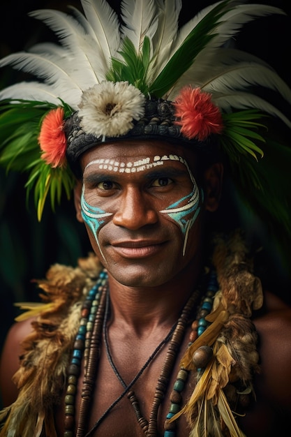Portret Polinezyjczyka z pacyficznej wyspy Tahiti Polinezja Francuska