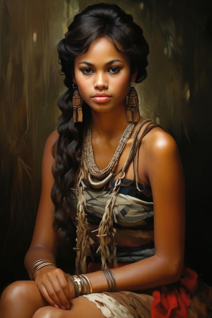 Portret polinezyjskiej dziewczyny z pacyficznej wyspy Tahiti Polinezja Francuska