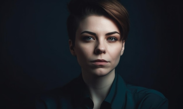 Zdjęcie portret potężnej androgynicznej feministycznej kobiety generatywnej ai