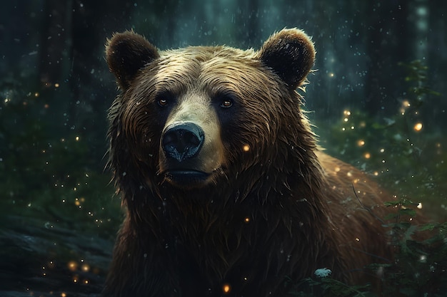 Portret przeznaczone do walki radioelektronicznej europejskiego niedźwiedzia brunatnego Wygenerowana sztuczna inteligencja sieci neuronowej