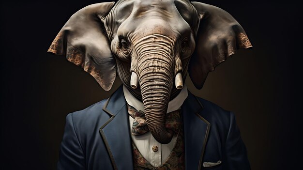 Portret przystojnego, modnego słonia
