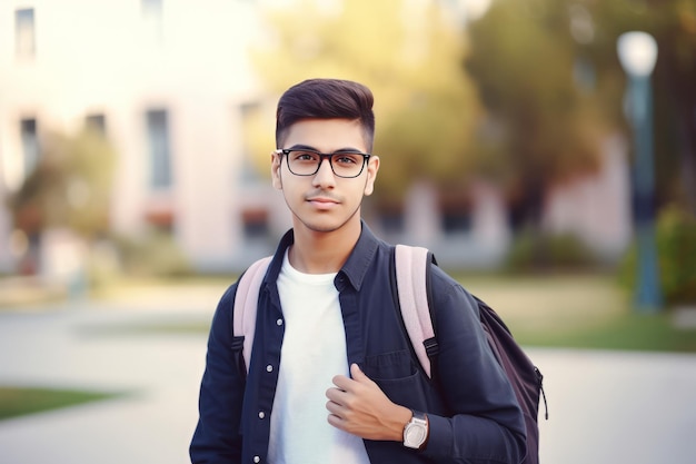 Portret przystojnego studenta Mężczyzna z college'u Generuje sztuczną inteligencję