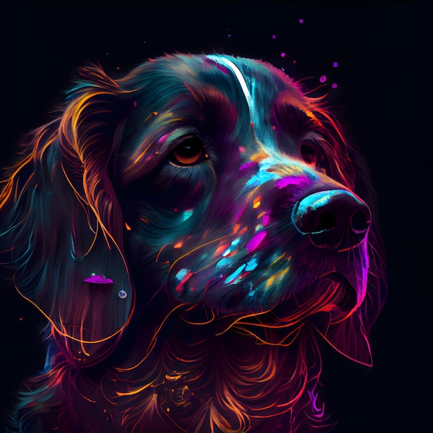 Portret psa Cocker Spaniel Cyfrowy obraz Kolorowa ilustracja