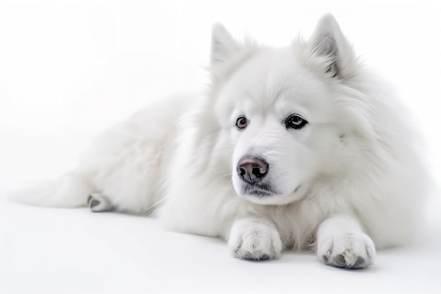 Portret psa na białym tle