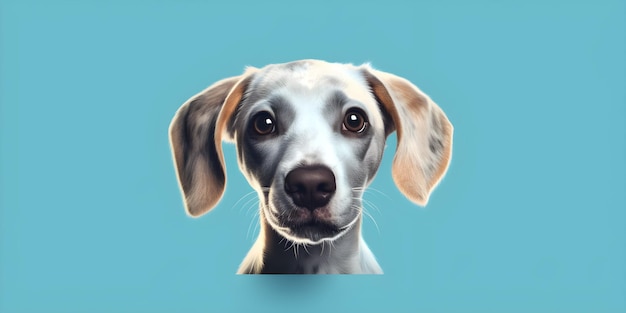 Portret psa na minimalnym niebieskim tle dla banerów i reklam