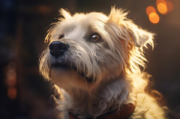 Portret psa na zewnątrz w świetle słonecznym Słodki przyjaciel psów ssak Generate Ai