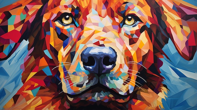 Portret psa z farbami
