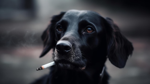 Portret psa z papierosem Generative AI