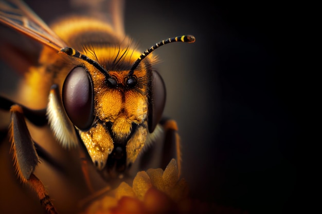 Portret pszczoły miodnej makro Generative Ai