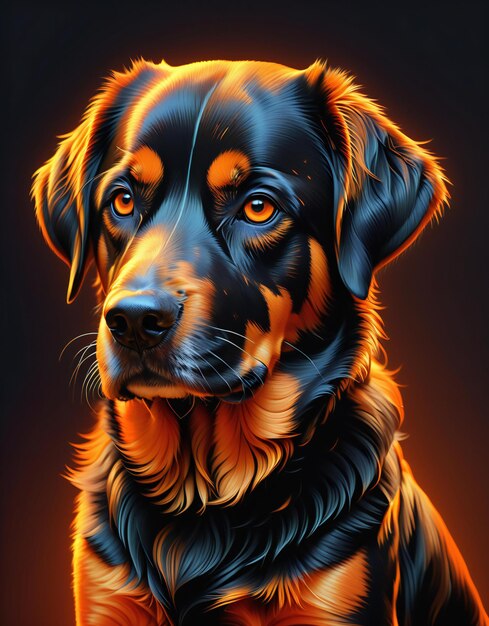 Portret rasy Rottweiler na czarnym tle