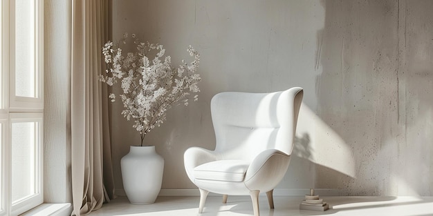 Portret skórzanego krzesła w nowoczesnym luksusowym wnętrzu pokoju