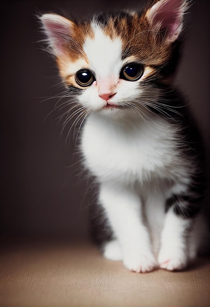 Portret ślicznej uroczej kotki 3d ilustracji