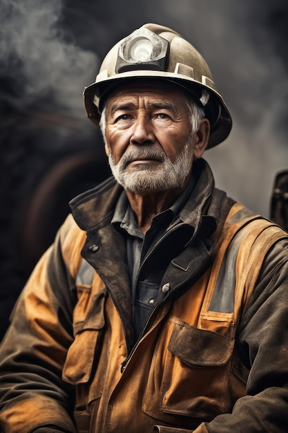 Zdjęcie portret starego górnika