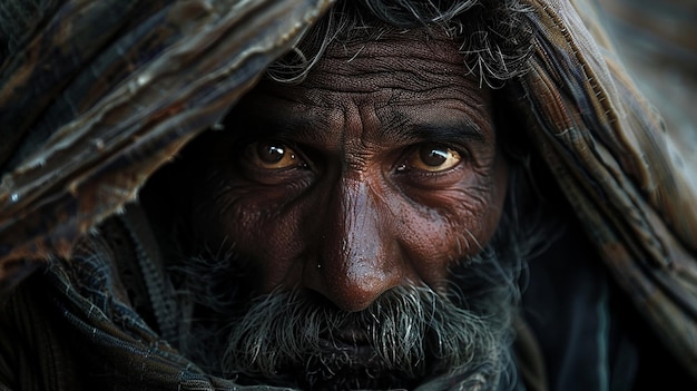 Portret starego ubóstwa ubogich ludzi