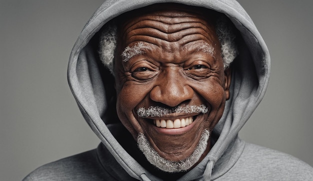 Zdjęcie portret starszego czarnego afroamerykanina z bliska portret dziadka starszego mężczyzny