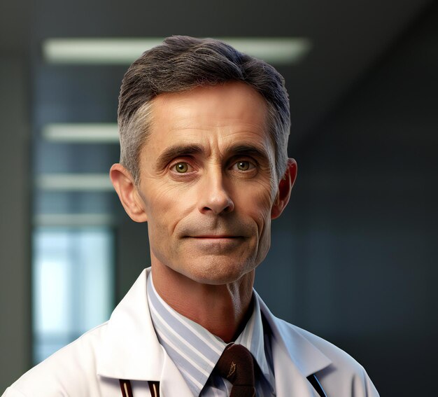 Portret starszego lekarza ze stetoskopem na szyi