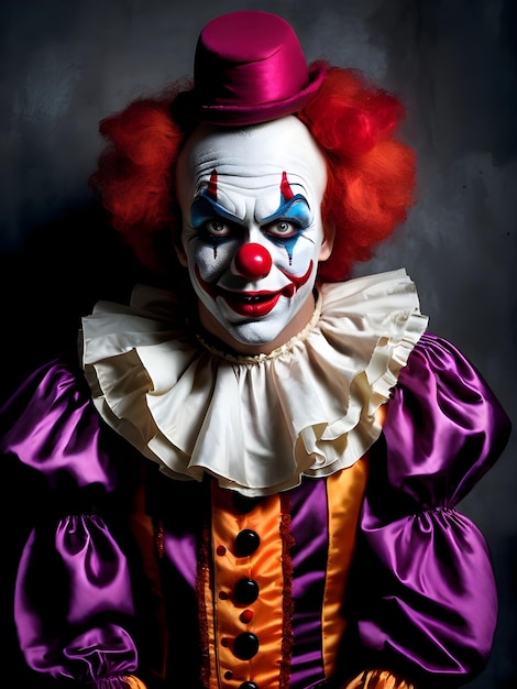 Portret strasznego klauna na ciemnym tle Tapeta tła Halloween
