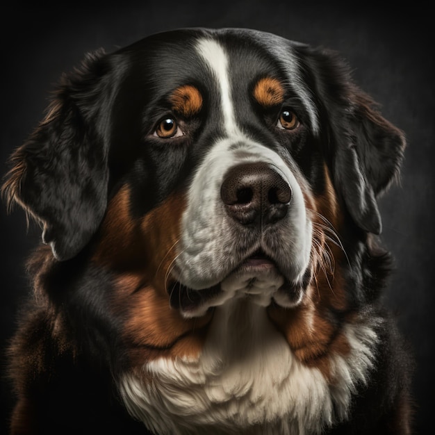 Portret studyjny berneńskiego psa pasterskiego jako domowego pasterza w zachwycających szczegółach