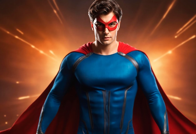 Zdjęcie portret superbohatera mężczyzny w fantastycznym kostiumie