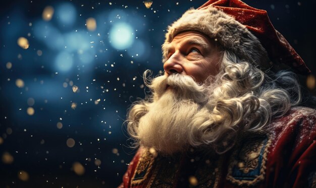 Portret Świętego Mikołaja w śnieżny dzień
