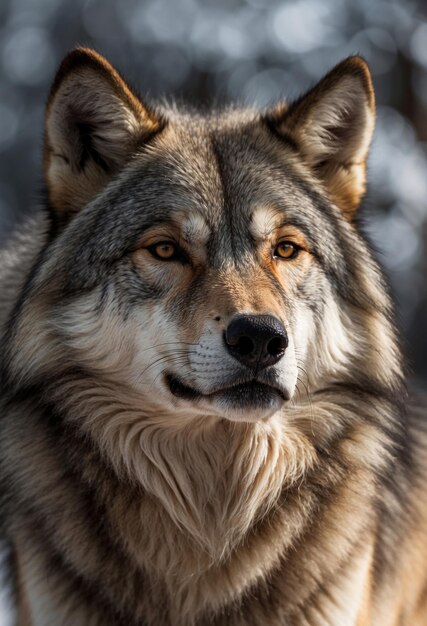 Zdjęcie portret szarego wilka z bliska