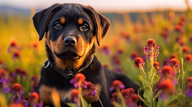 portret szczeniaka rottweilera