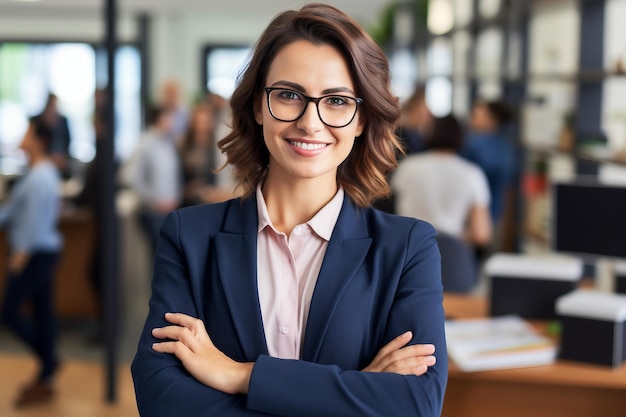 Portret szczęśliwej bizneswoman generatywnej autorstwa AI