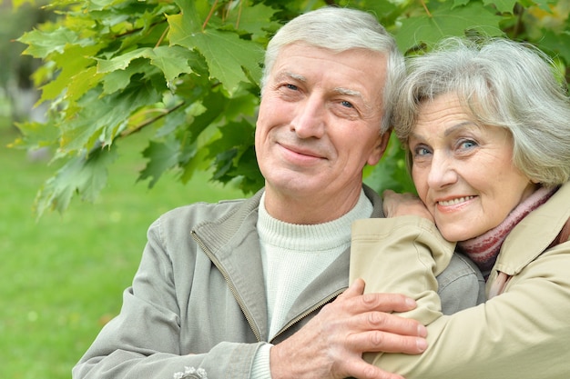 Portret Szczęśliwej Pary Seniorów Spacerującej W Parku