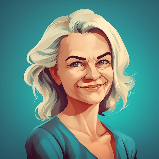 Portret szczęśliwej starszej kobiety z siwymi włosami Ilustracji wektorowych