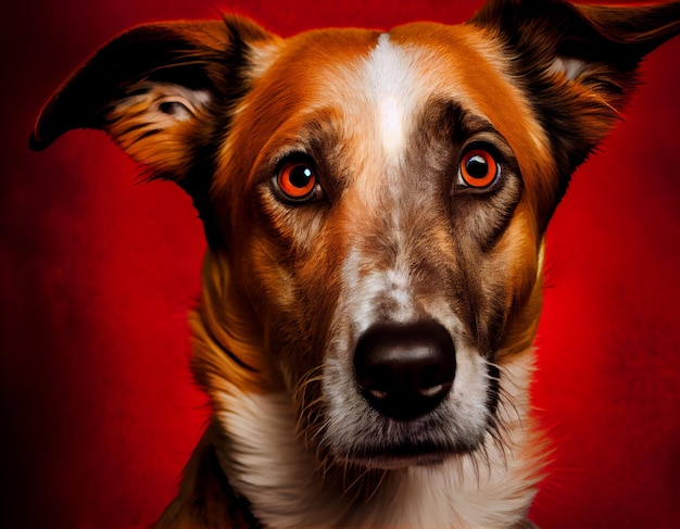 Portret twarz psa na białym tle na tle realistyczne cyfrowe zdjęcie generowane ilustracji