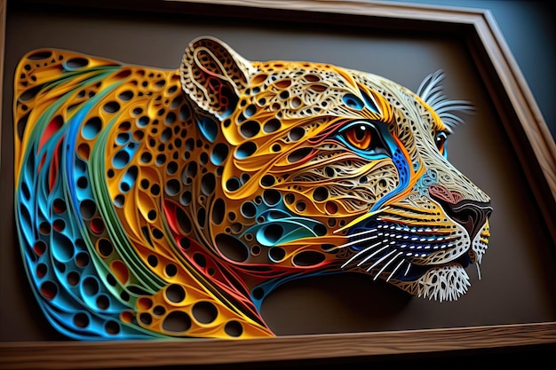 Zdjęcie portret twarzy kolorowy projekt quilling geparda