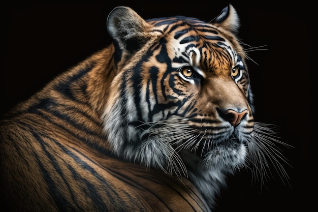 Portret tygrysa z ciemnym tłem