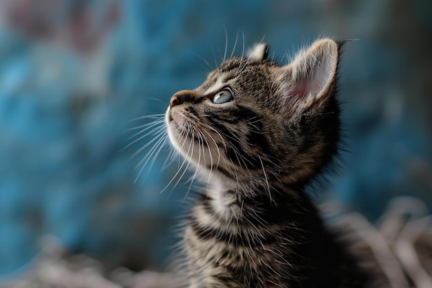 Portret uroczego małego kociaka z niebieskimi oczami