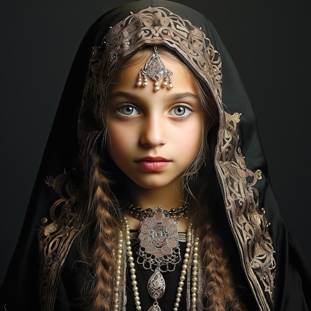 Portret uroczej muzułmańskiej dziewczyny