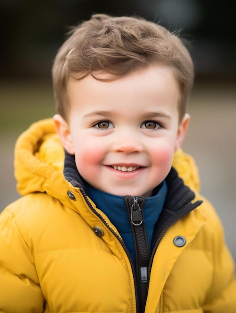 Zdjęcie portret uśmiechniętego kanadyjskiego dziecka o prostych włosach