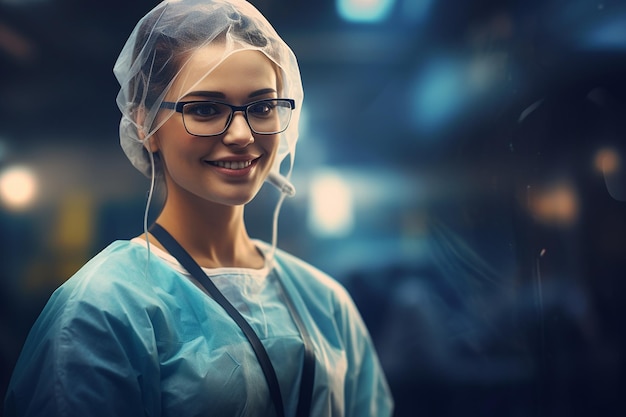 Portret uśmiechniętego pracownika medycznego Generative Ai