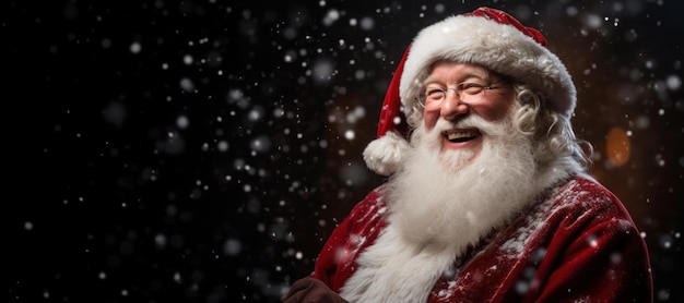 Portret uśmiechniętego transparentu świątecznego Świętego Mikołaja