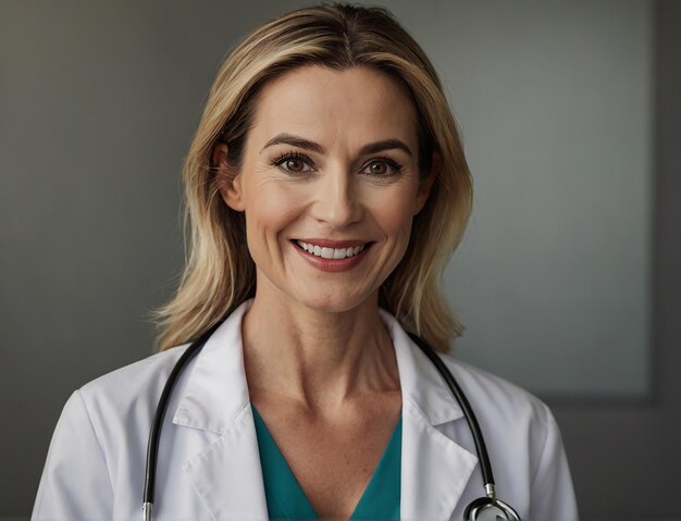 Portret uśmiechniętej lekarki
