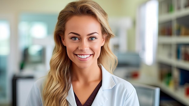 Portret uśmiechniętej lekarki