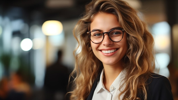 Portret uśmiechniętej młodej bizneswoman