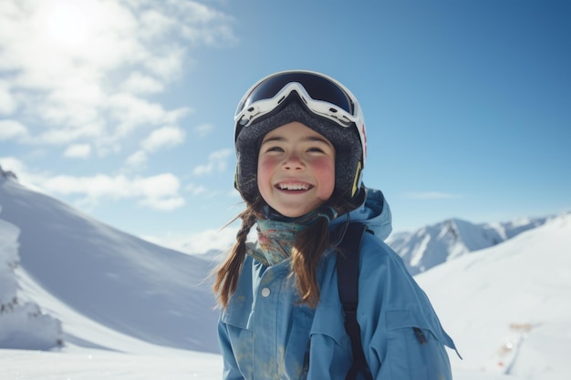 Portret Uśmiechniętej Młodej Kobiety Z Snowboardem Na Tle Gór