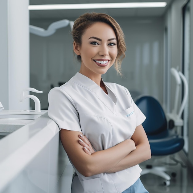Portret uśmiechniętej pielęgniarki