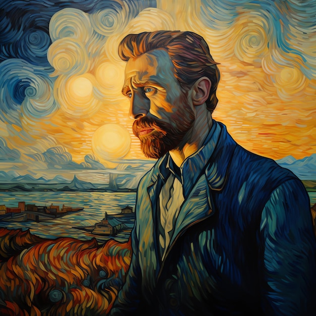 Portret Van Gogha w stylu Van Gogha