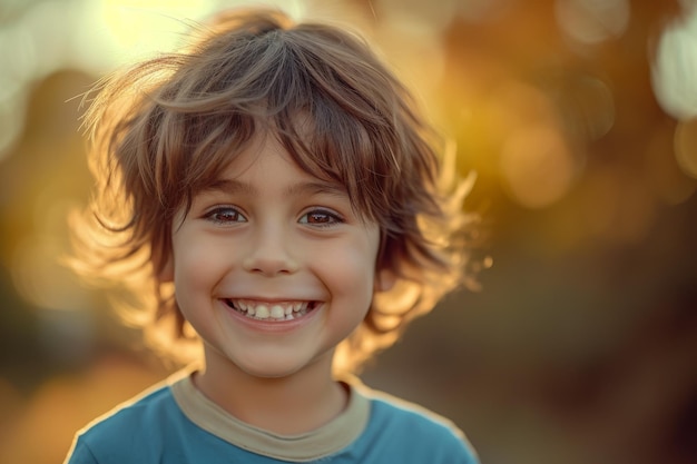 Zdjęcie portret wesołego chłopca na niebieskim tle