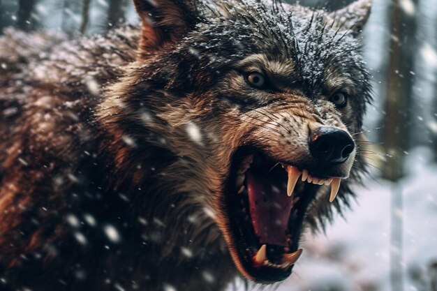 Zdjęcie portret wilka w lesie