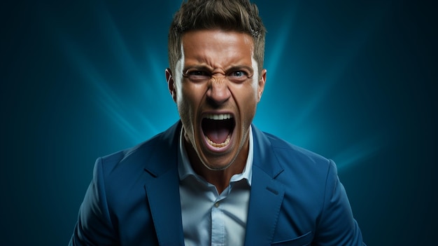 Portret wściekłego mężczyzny krzyczącego