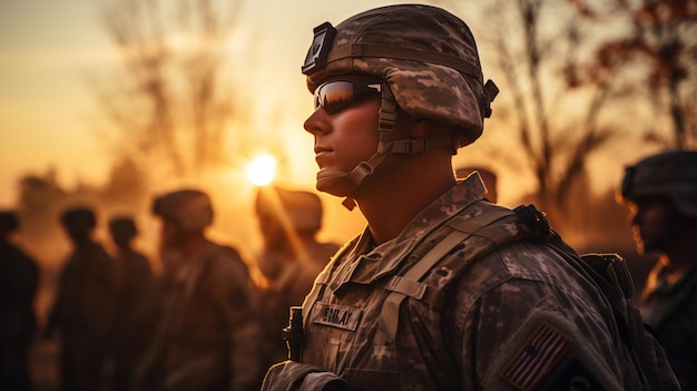 Portret zbliżenie żołnierza w mundurze wojskowym
